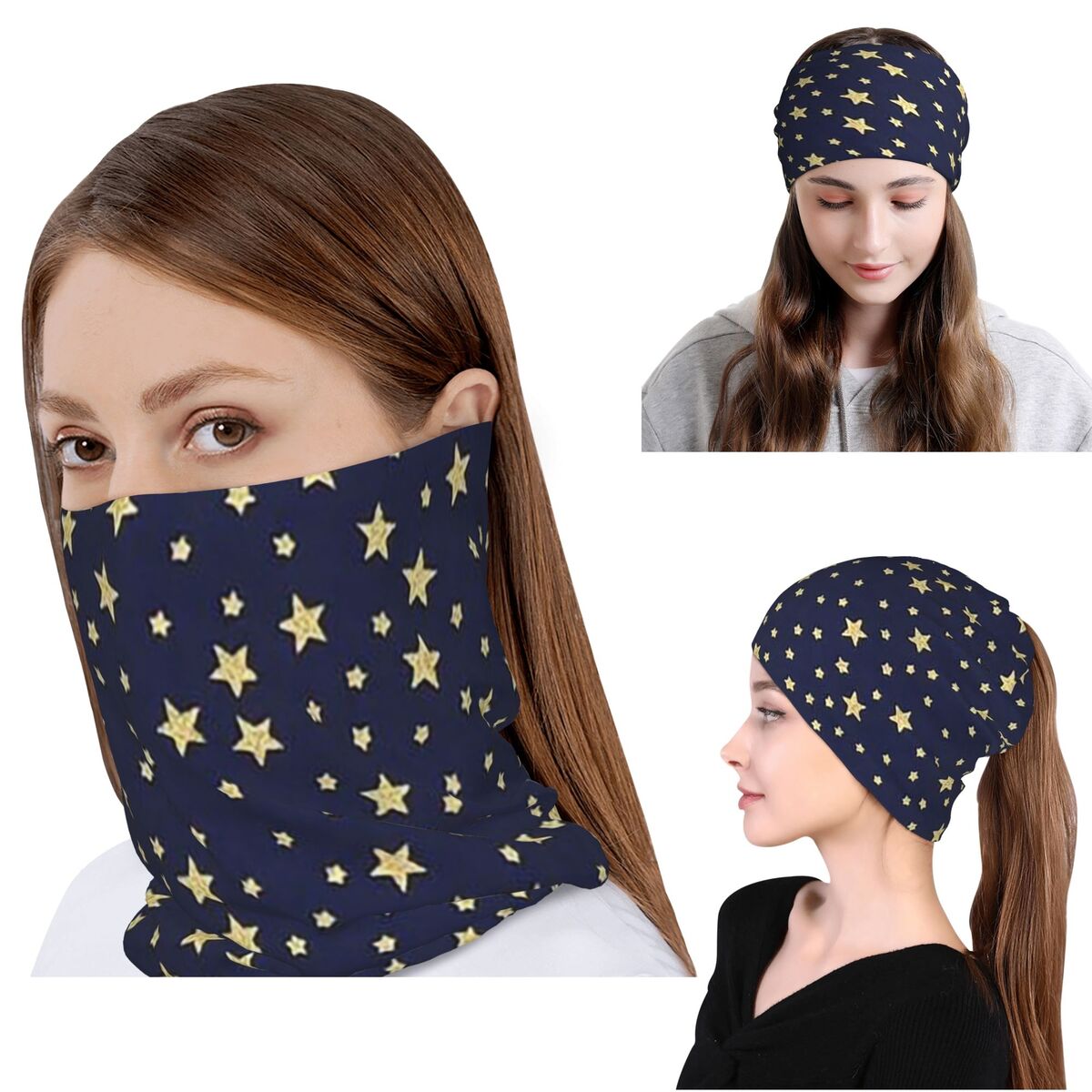 Beanie Winter Hat - Navy Blue Sky And Stars Print