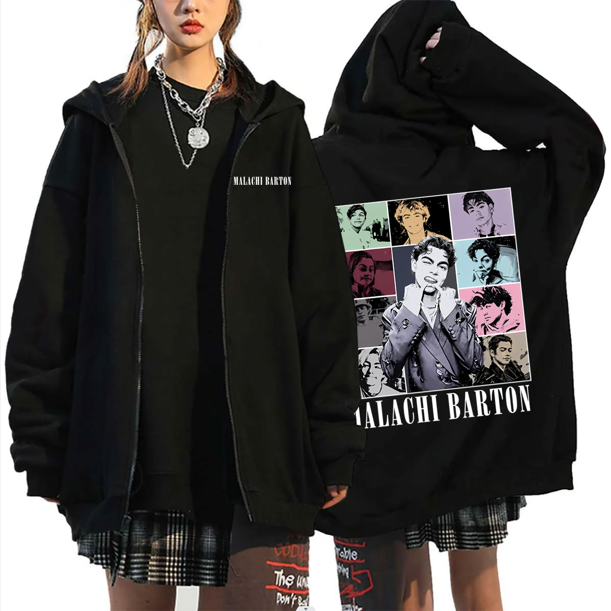 Mens Fashion Zip Up Hoodies - Malachi Barton Graphic Zipper Hoodie Men's