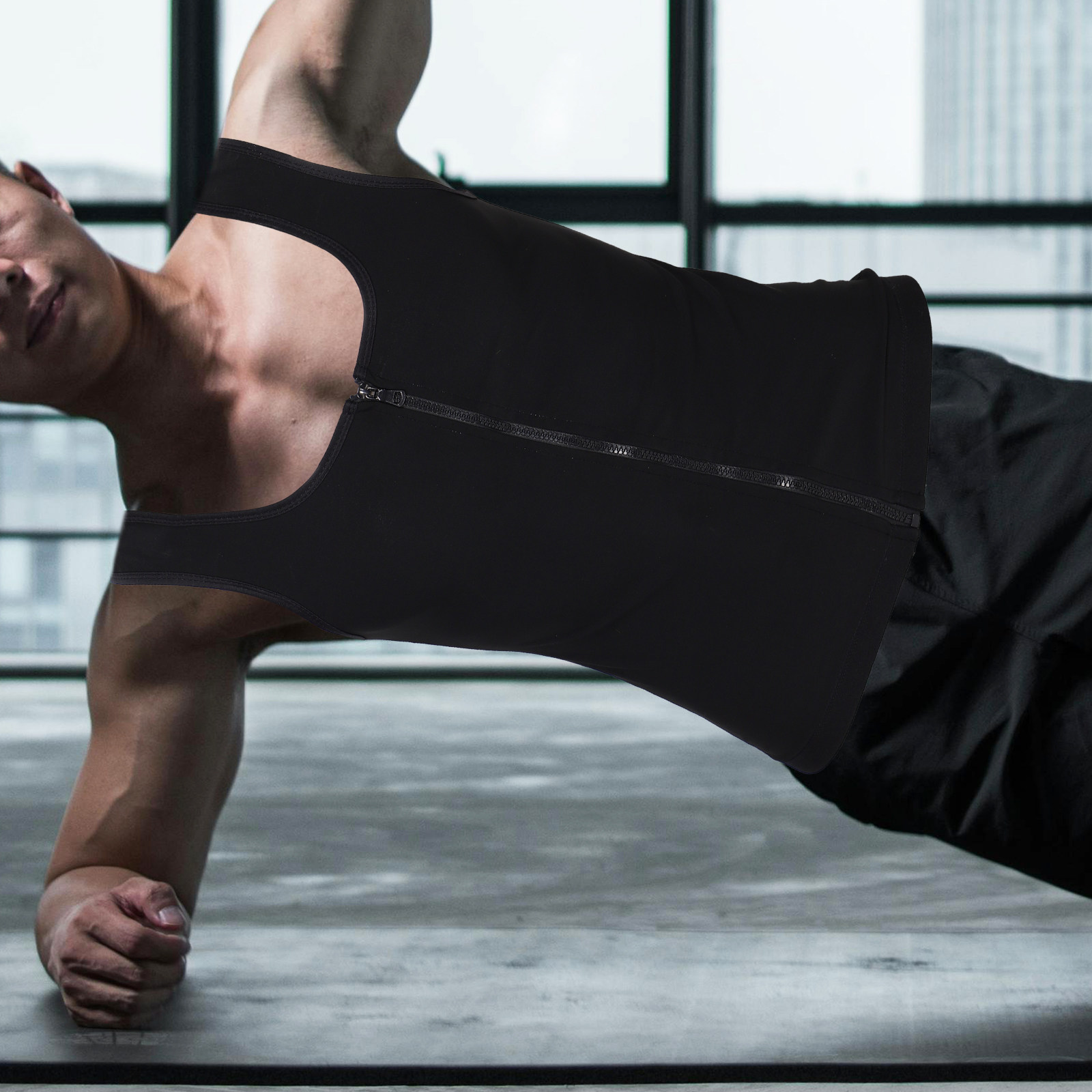 Compression Shirt Workout - Men Compression Sweat Vest Zip Up