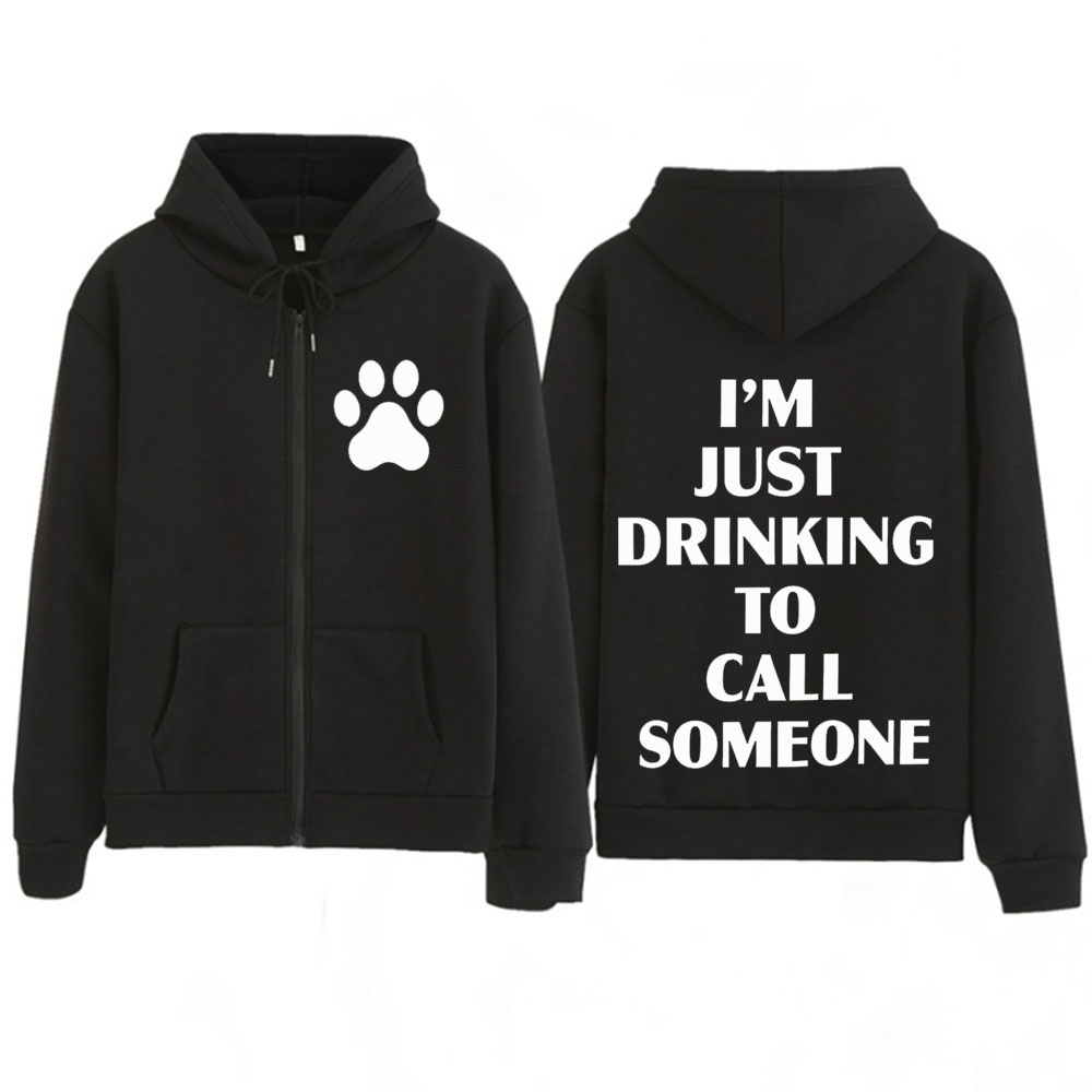 Mens Fashion Zip Up Hoodies - Sabrina Carpenter I’m Just Drinking To