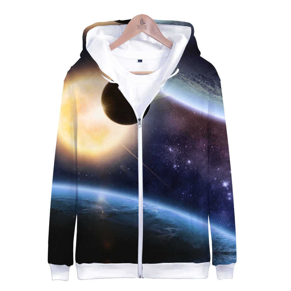 Coat Star Space Galaxy Hooded  - Mens Fashion Zip Up Hoodies 评论和价格