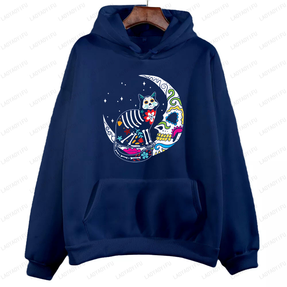 Skeleton Cat and Skull Moon Da - Men'S Fashion For 70 Year Old 评论和价格