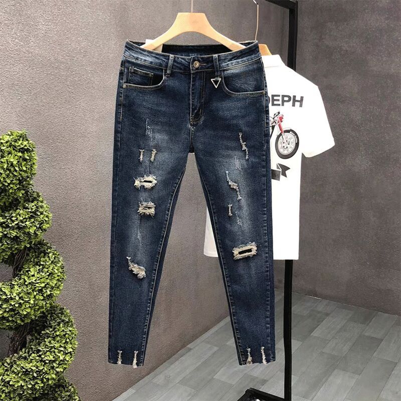 Cropped Jeans for Men Ripped T - Men'S Fashion Jeans 2025 评论和价格