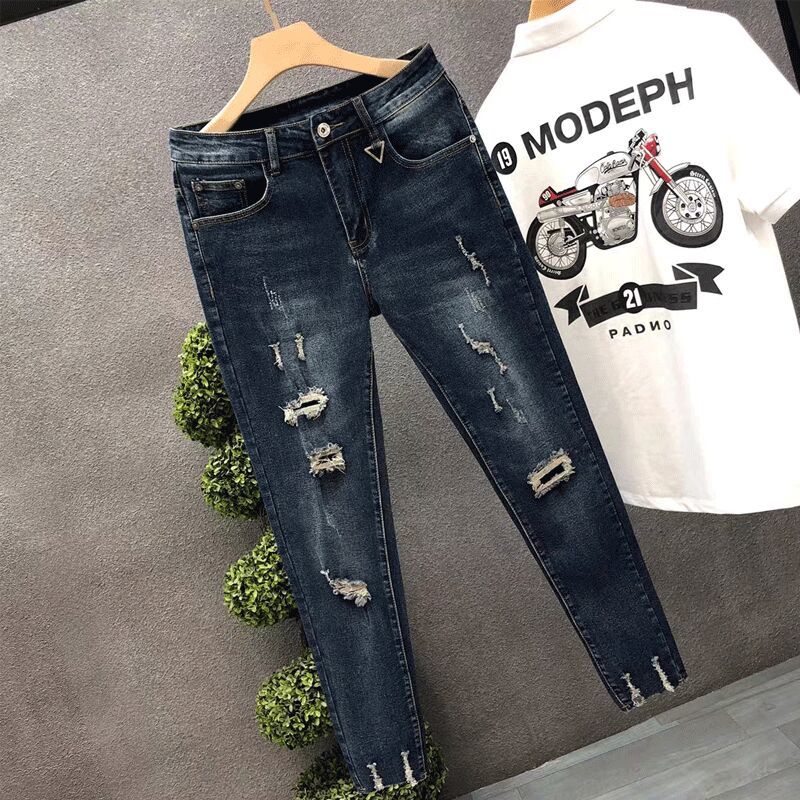 Cropped Jeans for Men Ripped T - Men'S Fashion Jeans 2025 评论和价格