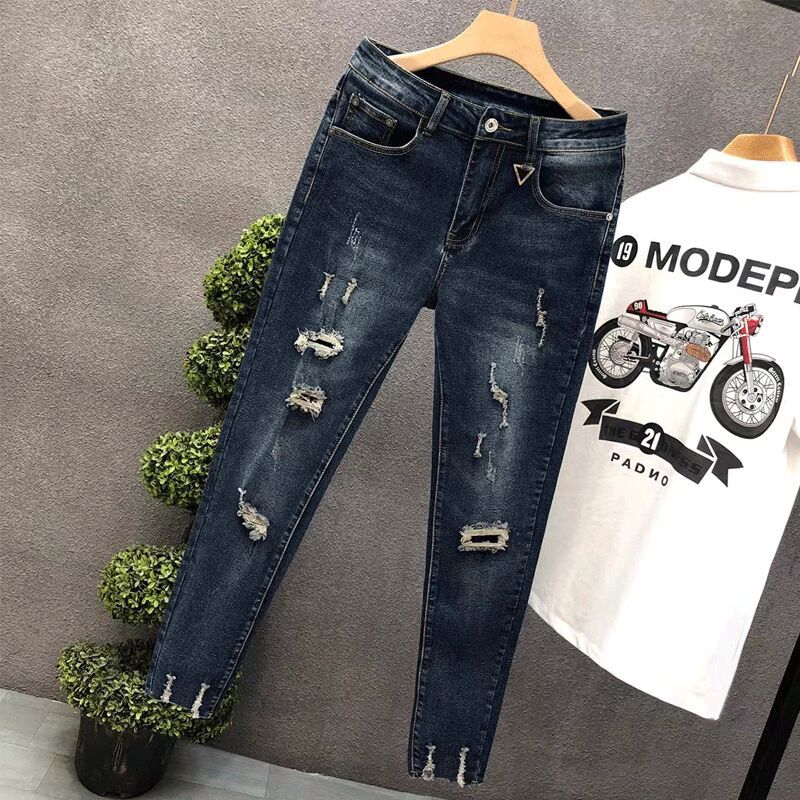 Cropped Jeans for Men Ripped T - Men'S Fashion Jeans 2025 评论和价格