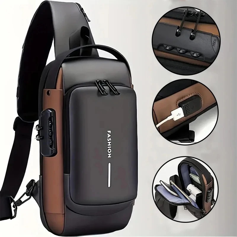 Men's anti-theft chest bag, fa - Mens Fashion Blog 评论和价格