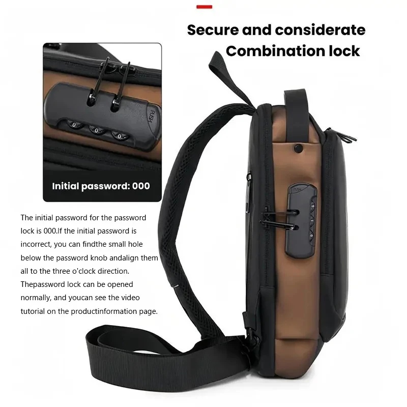 Men's anti-theft chest bag, fa - Mens Fashion Blog 评论和价格