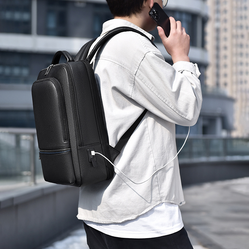 PU Leather Men's Backpack USB  - Mens Fashion Blog 评论和价格