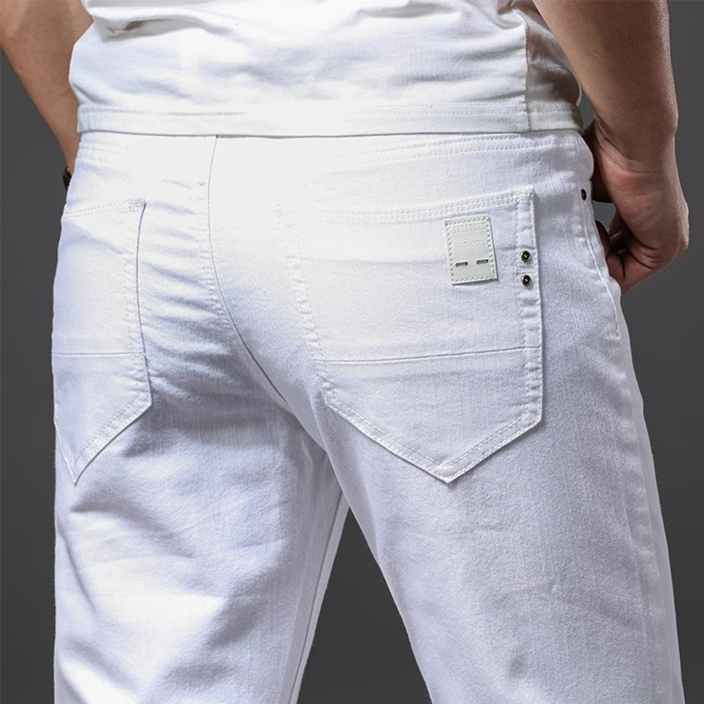 Men White Jeans Elasticity Str - Men'S Fashion For 70 Year Old 评论和价格