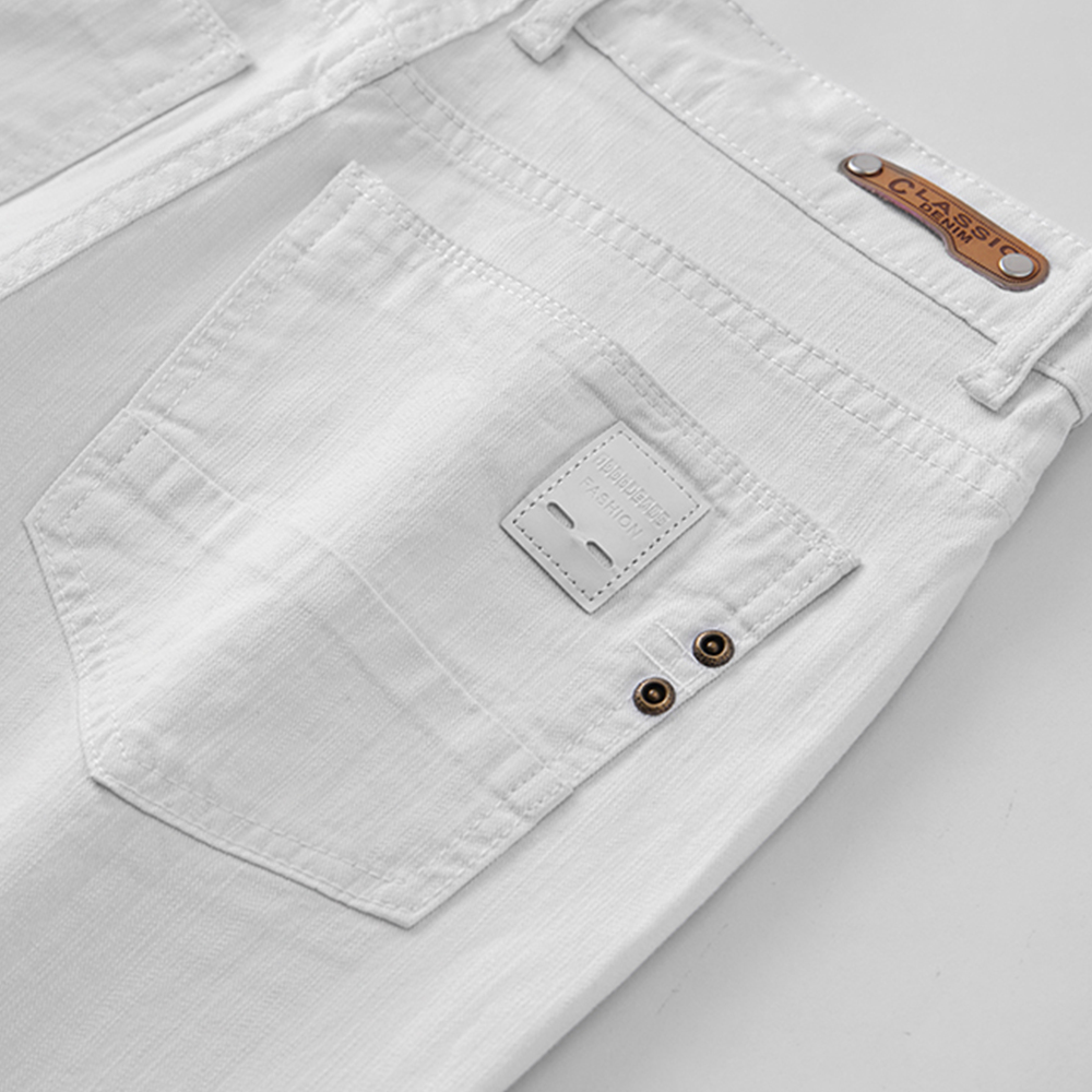 Men White Jeans Elasticity Str - Men'S Fashion For 70 Year Old 评论和价格