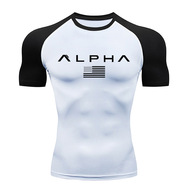 American Flag Print Short Slee - Compression Shirt Workout 评论和价格