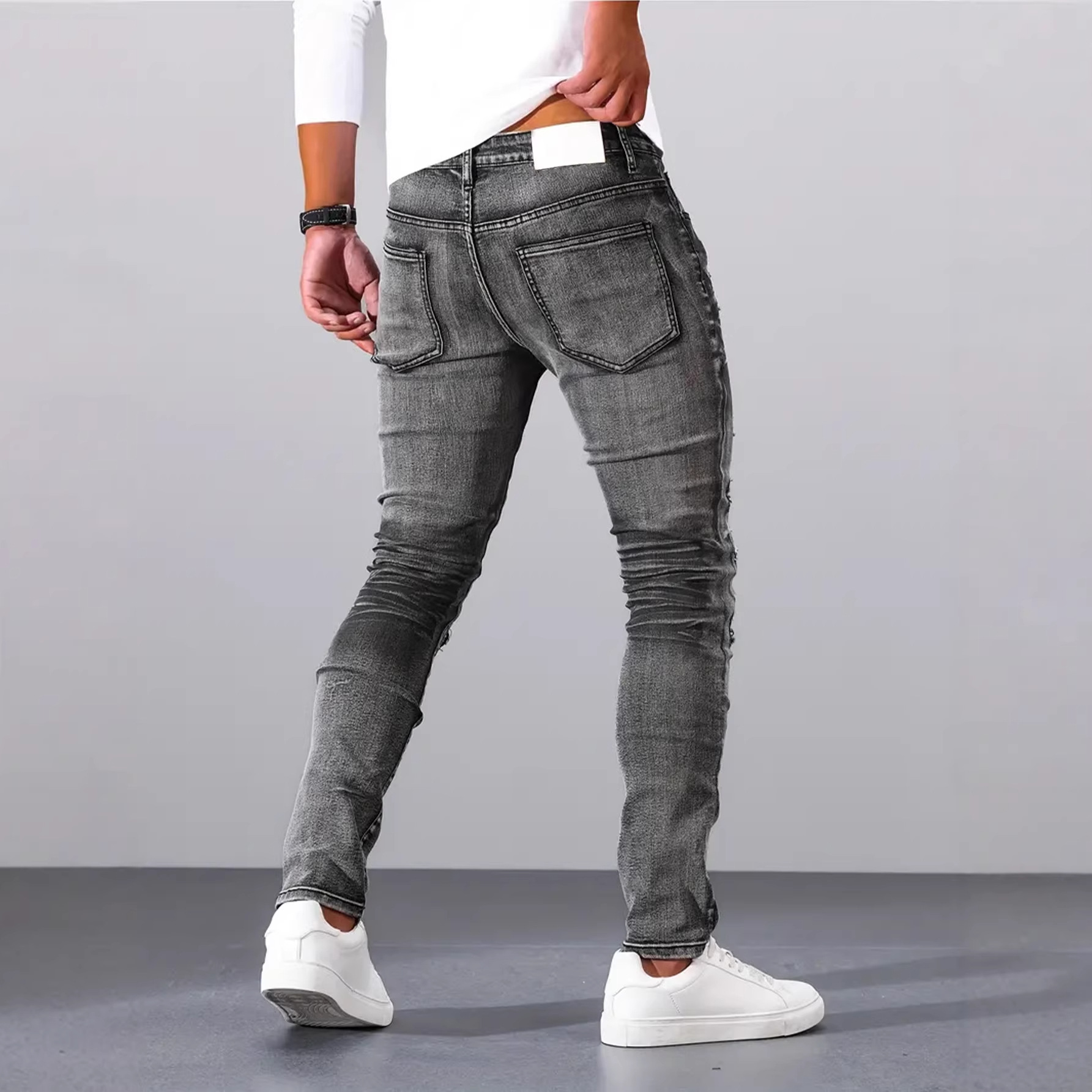 Men Grey Slim Simple Casual Da - Men'S Fashion Nova Jeans 评论和价格